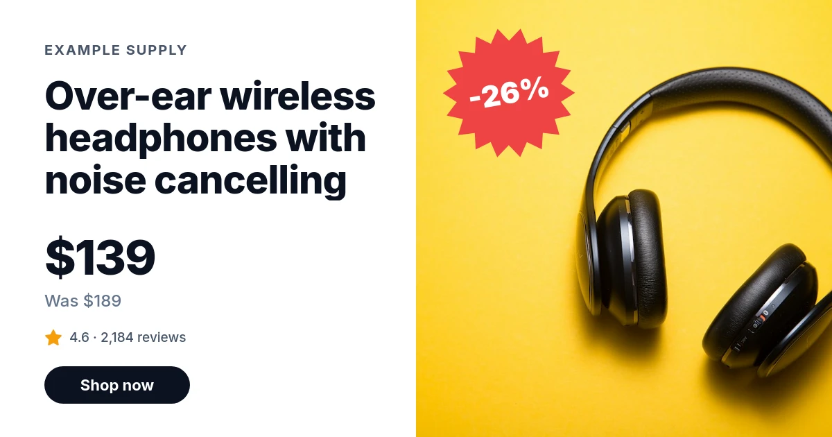 The sale card for headphones in US dollars