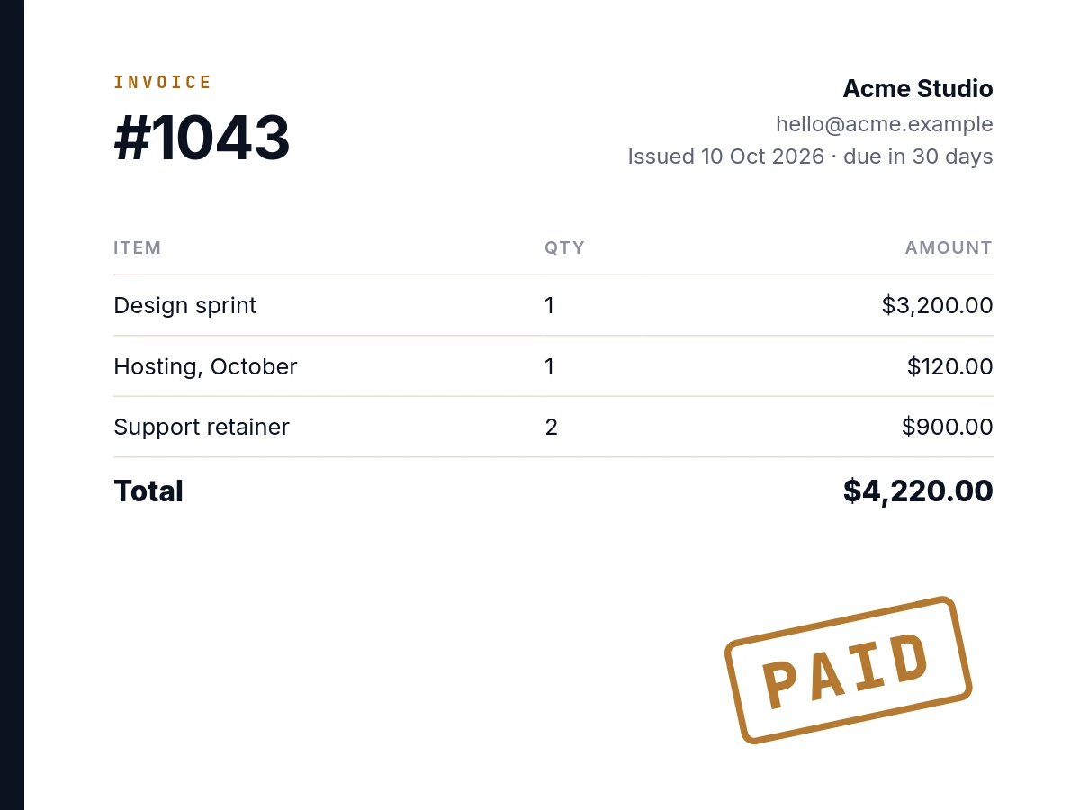 What this guide builds: PDF invoices from HTML