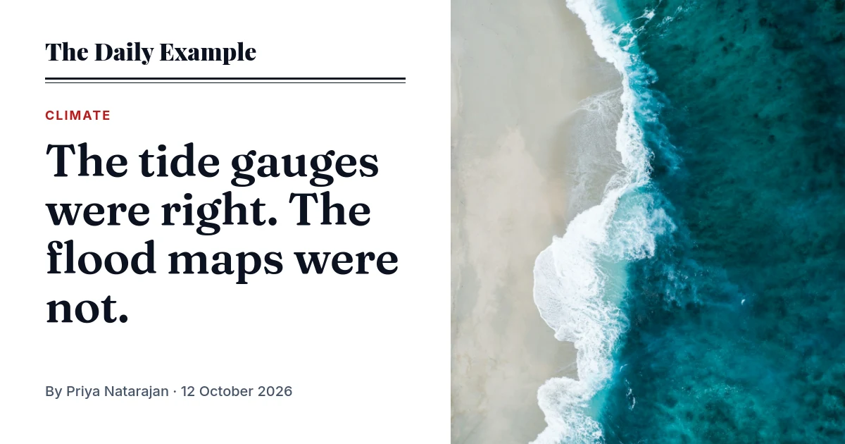 News article with lead photo, rendered with the sample variables