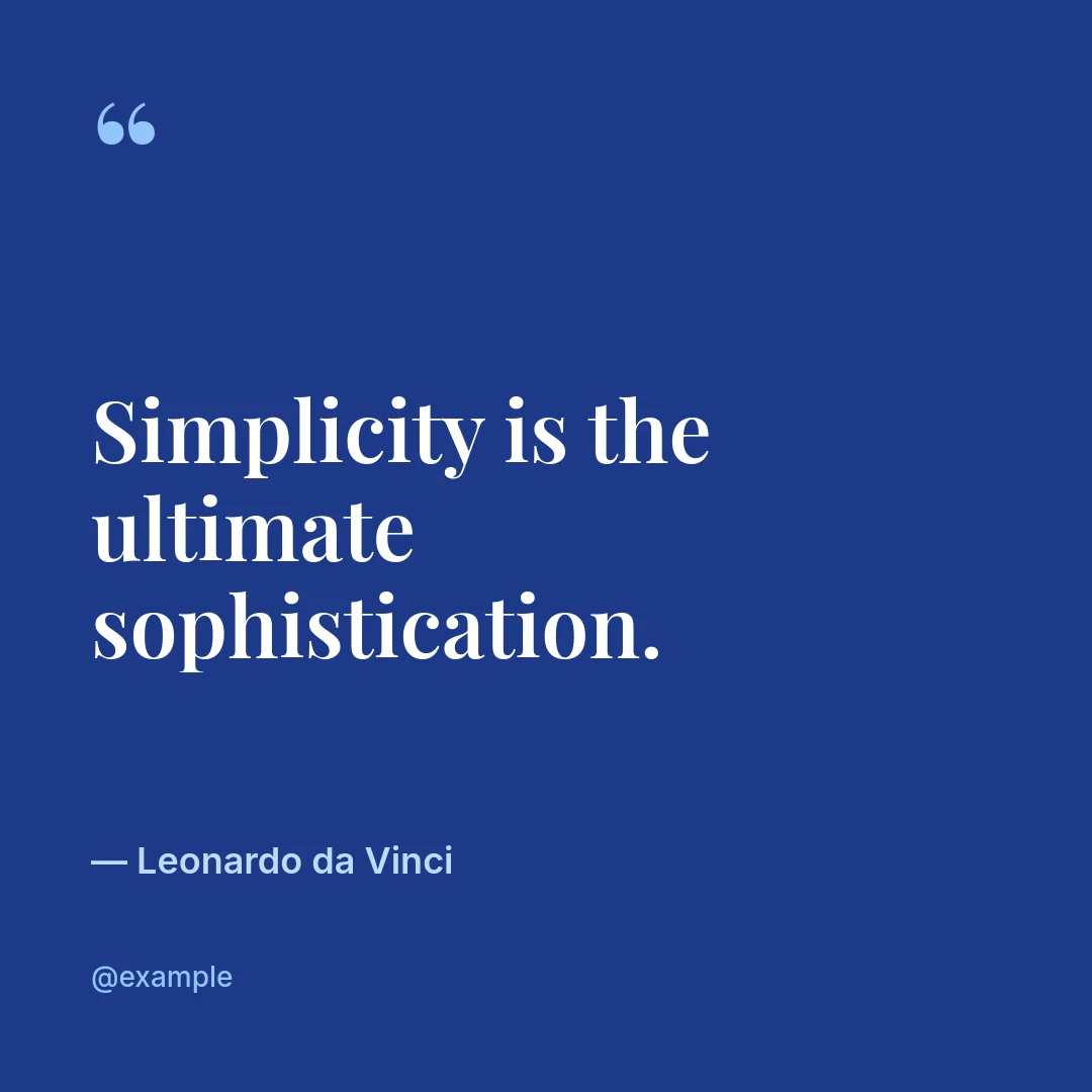 Quote card, square, rendered with the sample variables